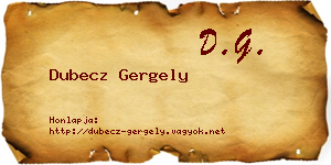 Dubecz Gergely névjegykártya